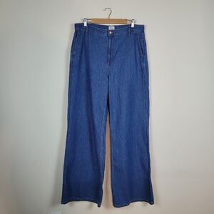 J Crew Jeans 32 Tall Blue Denim Wide Leg High Waist Trousers Jeans NEW